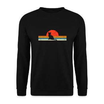 Cat Vintage Retro Sonnenuntergang - Unisex Pullover - Schwarz - Vorne - Alina (178cm) & Michal (187cm)