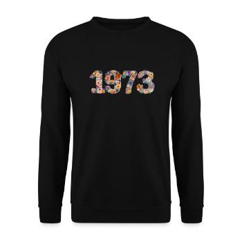50e anniversaire vintage rétro Né en 1973 Anniversaire - Sweat-shirt Unisexe - noir - Devant - Alina (178cm) & Michal (187cm)