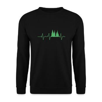 Wald Herzschlag Baum Ekg - Unisex Pullover - Schwarz - Vorne - Alina (178cm) & Michal (187cm)