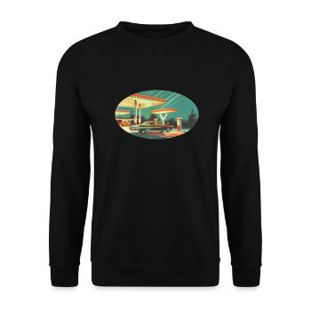 Benzinbrüder Tankstelle - Unisex Pullover - Schwarz - Vorne - Alina (178cm) & Michal (187cm)