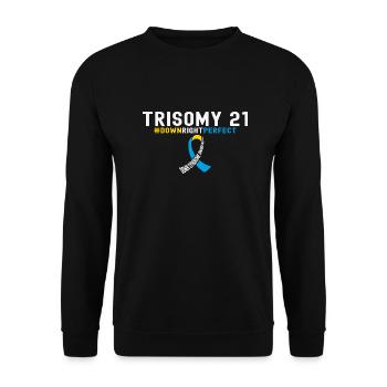 Down Syndrome Awareness Ribbon - DownRightPerfect - Unisex Sweatshirt - black - Front - Alina (178cm) & Michal (187cm)