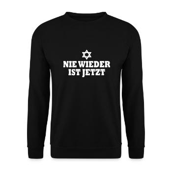 Nie wieder ist jetzt - Unisex Pullover - Schwarz - Vorne - Alina (178cm) & Michal (187cm)