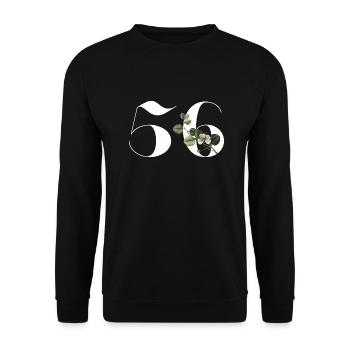 Nummer 56 Blumengrün - 56. Blumengeburtstag - Unisex Pullover - Schwarz - Vorne - Alina (178cm) & Michal (187cm)