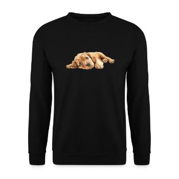 Adorable puppy with soulful eyes laying on the gro - Unisex Sweatshirt - black - Front - Alina (178cm) & Michal (187cm)