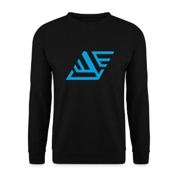 "geometrischem Print Blau" - Unisex Pullover - Schwarz - Vorne - Alina (178cm) & Michal (187cm)