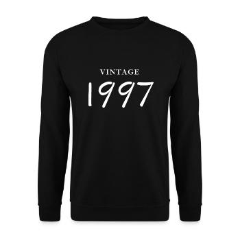 Jahrgang 1997 - Geschenkidee zum Jubiläum - Unisex Pullover - Schwarz - Vorne - Alina (178cm) & Michal (187cm)