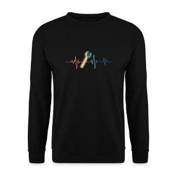Retro Heartbeat Adjustable Wrench - Unisex Sweatshirt - black - Front - Alina (178cm) & Michal (187cm)