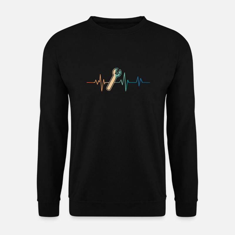 Retro Heartbeat Adjustable Wrench - Unisex Sweatshirt - black