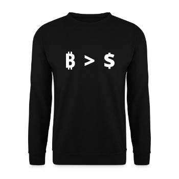 Bitcoin > Dollar - Unisex Pullover - Schwarz - Vorne - Alina (178cm) & Michal (187cm)