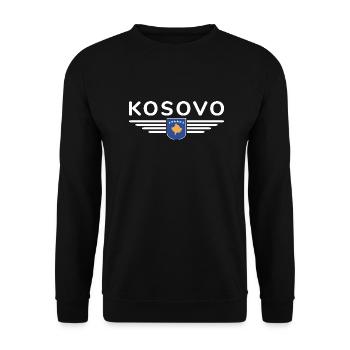 Kosovo Fan T-Shirt Design - Unisex Pullover - Schwarz - Vorne - Alina (178cm) & Michal (187cm)