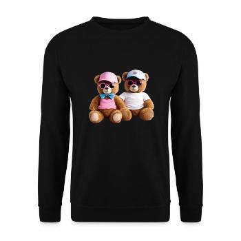 Couple de nounours cool - Sweat-shirt Unisexe - noir - Devant - Alina (178cm) & Michal (187cm)