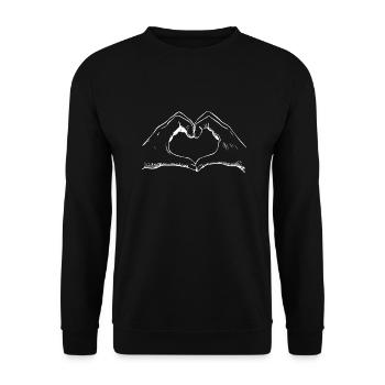 Coeur Signe de la main Symbole Amour Saint Valentin - Sweat-shirt Unisexe - noir - Devant - Alina (178cm) & Michal (187cm)