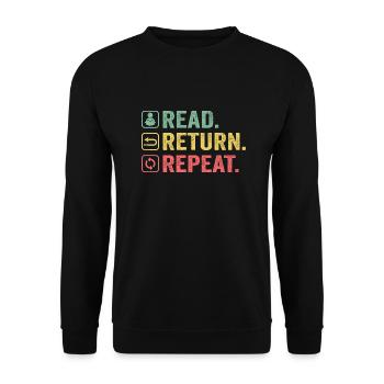 Read, Return, Repeat, Book Lover - Unisex Sweatshirt - black - Front - Alina (178cm) & Michal (187cm)