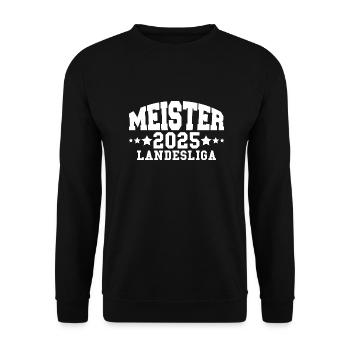 Meister Landesliga 2025 Aufstieg Fußball Handball - Unisex Pullover - Schwarz - Vorne - Alina (178cm) & Michal (187cm)