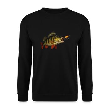 Perchoir à la morsure – Predatory Fish & Wobbler Design - Sweat-shirt Unisexe - noir - Devant - Alina (178cm) & Michal (187cm)