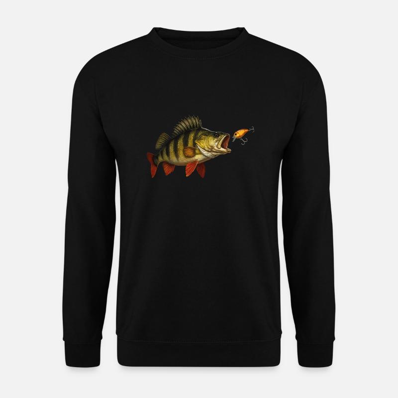 Perch at the Bite – Predatory Fish & Wobbler Design - Unisex Sweatshirt - black
