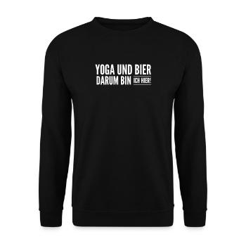 Yoga und Bier - Unisex Pullover - Schwarz - Vorne - Alina (178cm) & Michal (187cm)