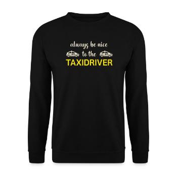 Taxifahrer - Unisex Pullover - Schwarz - Vorne - Alina (178cm) & Michal (187cm)