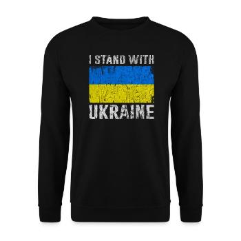 Support Ukraine I Stand With Ukraine Ukrainian - Unisex Pullover - Schwarz - Vorne - Alina (178cm) & Michal (187cm)