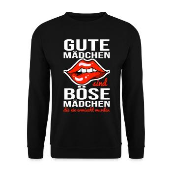 Gute Mädchen sind böse Mädchen... Cooles Geschenk - Unisex Pullover - Schwarz - Vorne - Alina (178cm) & Michal (187cm)