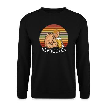 Beercules drinking beer vintage funny design - Unisex Sweatshirt - black - Front - Alina (178cm) & Michal (187cm)