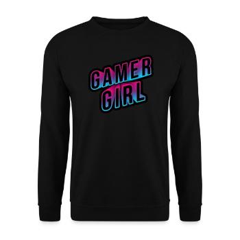 gamer girl neon 3d schriftzug - Unisex Pullover - Schwarz - Vorne - Alina (178cm) & Michal (187cm)