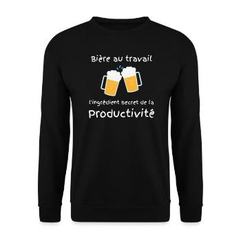 Bière au travail - humour drôle pour un cadeau - Sweat-shirt Unisexe - noir - Devant - Alina (178cm) & Michal (187cm)