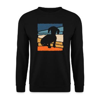 Dackel Hund Teckel Besitzer Herrchen Dachshund - Unisex Pullover - Schwarz - Vorne - Alina (178cm) & Michal (187cm)