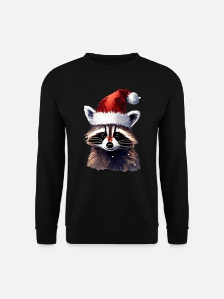 funny Waschbär Ugly Christmas Xmas Weihnachten - Unisex Pullover - Schwarz