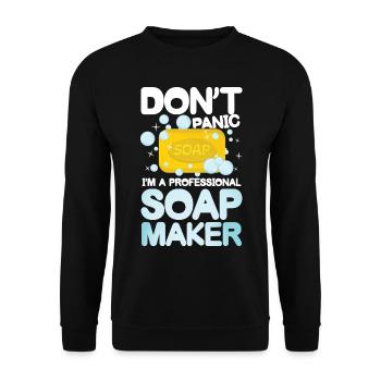 Don't Panic I'm a Professional Soap Maker - Unisex Pullover - Schwarz - Vorne - Alina (178cm) & Michal (187cm)