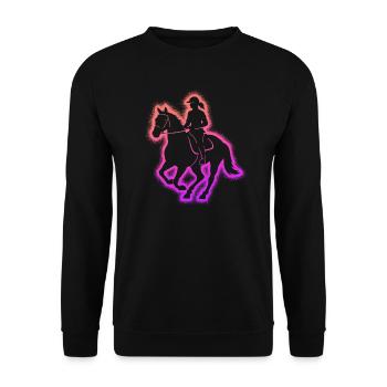 Pferd reiten Reiterin Frauen Kinder Mädchen Pferde - Unisex Pullover - Schwarz - Vorne - Alina (178cm) & Michal (187cm)