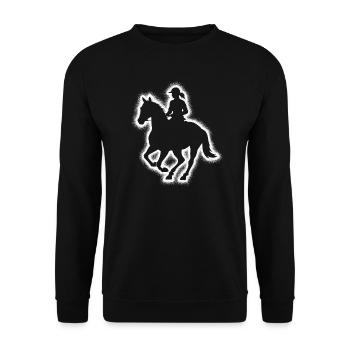 Pferd reiten Reiterin Kinder Mädchen Frauen Pferde - Unisex Pullover - Schwarz - Vorne - Alina (178cm) & Michal (187cm)