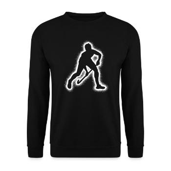 Hockeyspieler Hockey Jungen Herren Feldhockey - Unisex Pullover - Schwarz - Vorne - Alina (178cm) & Michal (187cm)