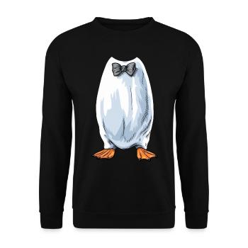 Pinguin Kostüm Karneval Pinguin Fliege - Unisex Pullover - Schwarz - Vorne - Alina (178cm) & Michal (187cm)