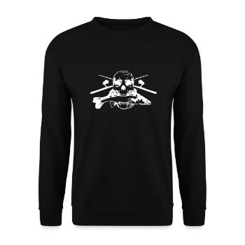 JSA Fishing Skull (R) white in high quality! - Unisex Pullover - Schwarz - Vorne - Alina (178cm) & Michal (187cm)