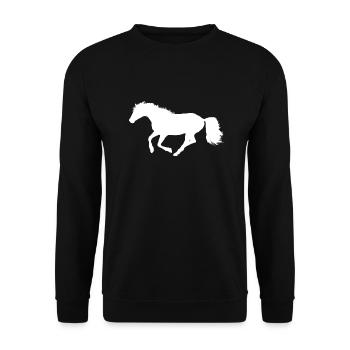 Cheval au galop - Silhouette Blanc Blanc - Sweat-shirt Unisexe - noir - Devant - Alina (178cm) & Michal (187cm)