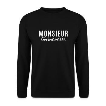 Monsieur grincheux. Cadeau Homme Humour Mode - Sweat-shirt Unisexe - noir - Devant - Alina (178cm) & Michal (187cm)