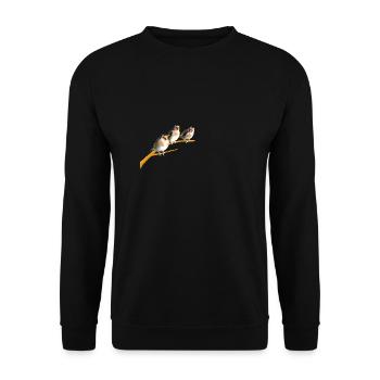 European goldfinches on a branch - Unisex Sweatshirt - black - Front - Alina (178cm) & Michal (187cm)
