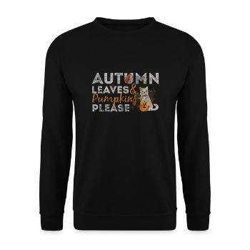 Autumn leaves and pumpkins please - Unisex Pullover - Schwarz - Vorne - Alina (178cm) & Michal (187cm)