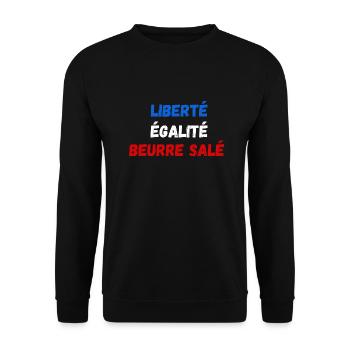 Liberté égalité beurre salé - Sweat-shirt Unisexe - noir - Devant - Alina (178cm) & Michal (187cm)