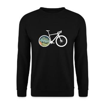Gravel Bike Camp Rennrad Fahrrad lustiges Geschenk - Unisex Pullover - Schwarz - Vorne - Alina (178cm) & Michal (187cm)