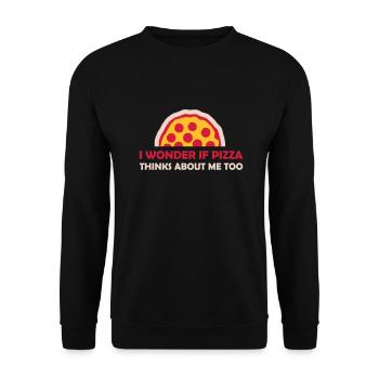 pizza thinks about me - Unisex Sweatshirt - black - Front - Alina (178cm) & Michal (187cm)