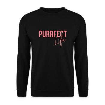 Purrfect Life Cat Lover Citation - Sweat-shirt Unisexe - noir - Devant - Alina (178cm) & Michal (187cm)
