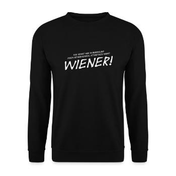 Lustiger Burgenland versus Wien Österreich Humor - Unisex Pullover - Schwarz - Vorne - Alina (178cm) & Michal (187cm)