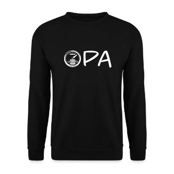 Opa Motorrad Tacho Geschenkidee - Unisex Pullover - Schwarz - Vorne - Alina (178cm) & Michal (187cm)