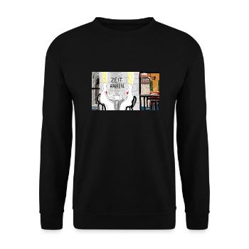 Zeit haben. - Unisex Pullover - Schwarz - Vorne - Alina (178cm) & Michal (187cm)