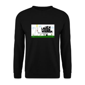 Lachen, lieben, schlafen. - Unisex Pullover - Schwarz - Vorne - Alina (178cm) & Michal (187cm)