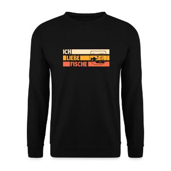 Aquarium Aquaristik Fische - Unisex Pullover - Schwarz - Vorne - Alina (178cm) & Michal (187cm)