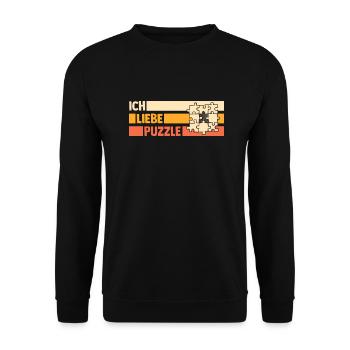 Puzzlefan Puzzler Puzzleteile Puzzle - Unisex Pullover - Schwarz - Vorne - Alina (178cm) & Michal (187cm)