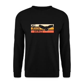 Ich Liebe Eulen - Unisex Pullover - Schwarz - Vorne - Alina (178cm) & Michal (187cm)